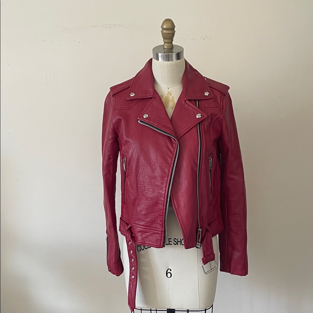 Zara Cherry Leather Jacket